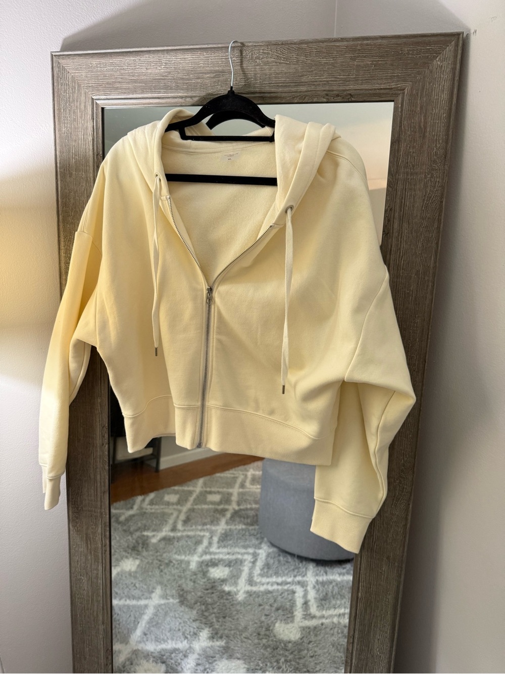 Calia Cropped Zip-Up Hoodie - Cream Size XL